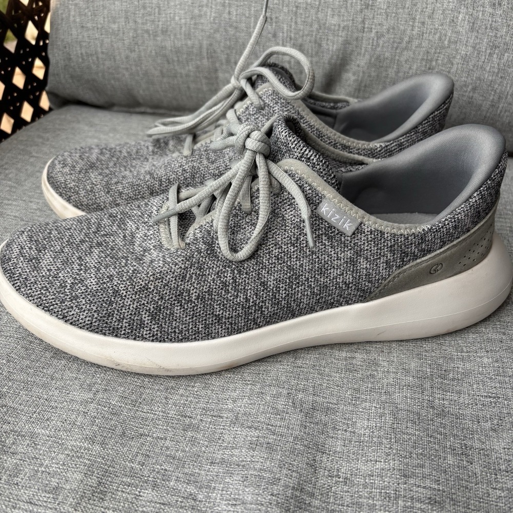 Kizik Madrid Eco Knit Shoes Heather Gray Lace Up Sneakers Mens 10 Womens 11.5